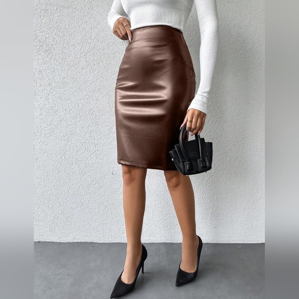 Elegant Brown Pencil Skirt